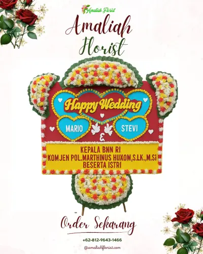 Karangan Papan Bunga Pernikahan di Anturan